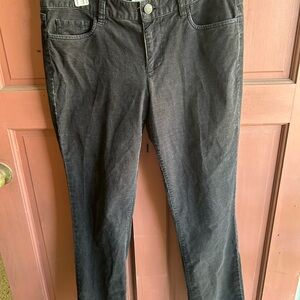 J. Crew Charcoal Matchstick Corduroy Pants with Yellow Waistband Detail